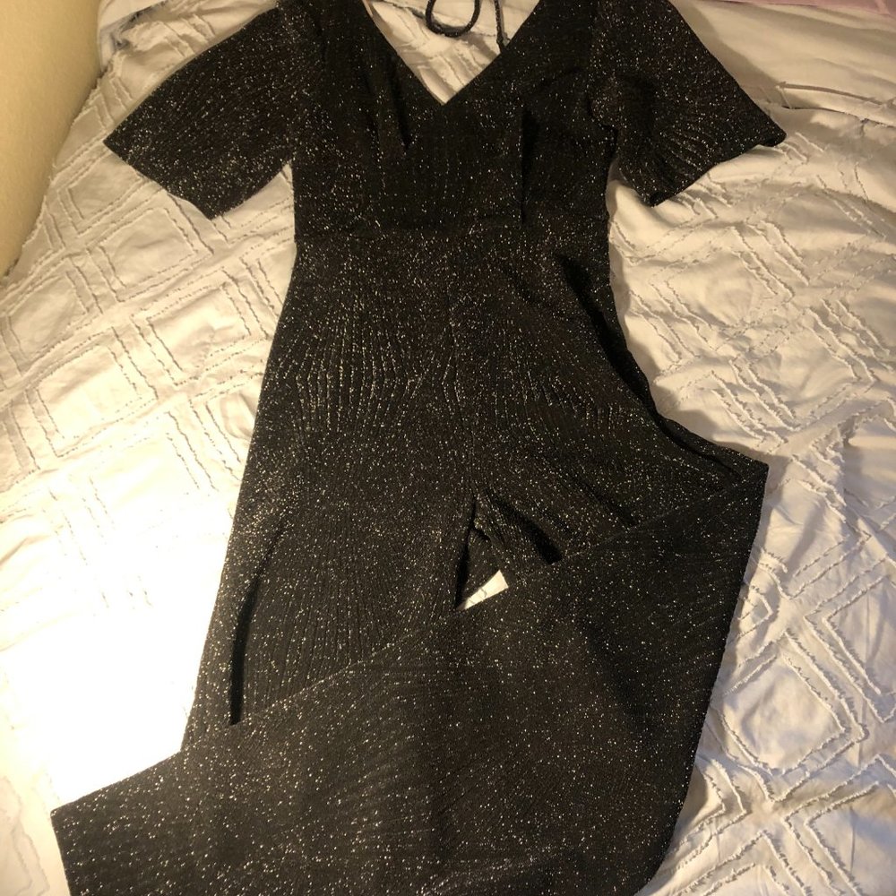 Altar’d State Metallic Sparkly Wide Leg Jumpsuit